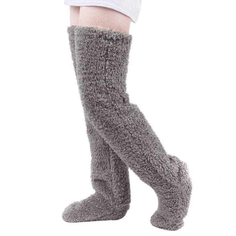 Calcetines de invierno suaves, de mezcla de poliéster, con puño elástico y forro polar