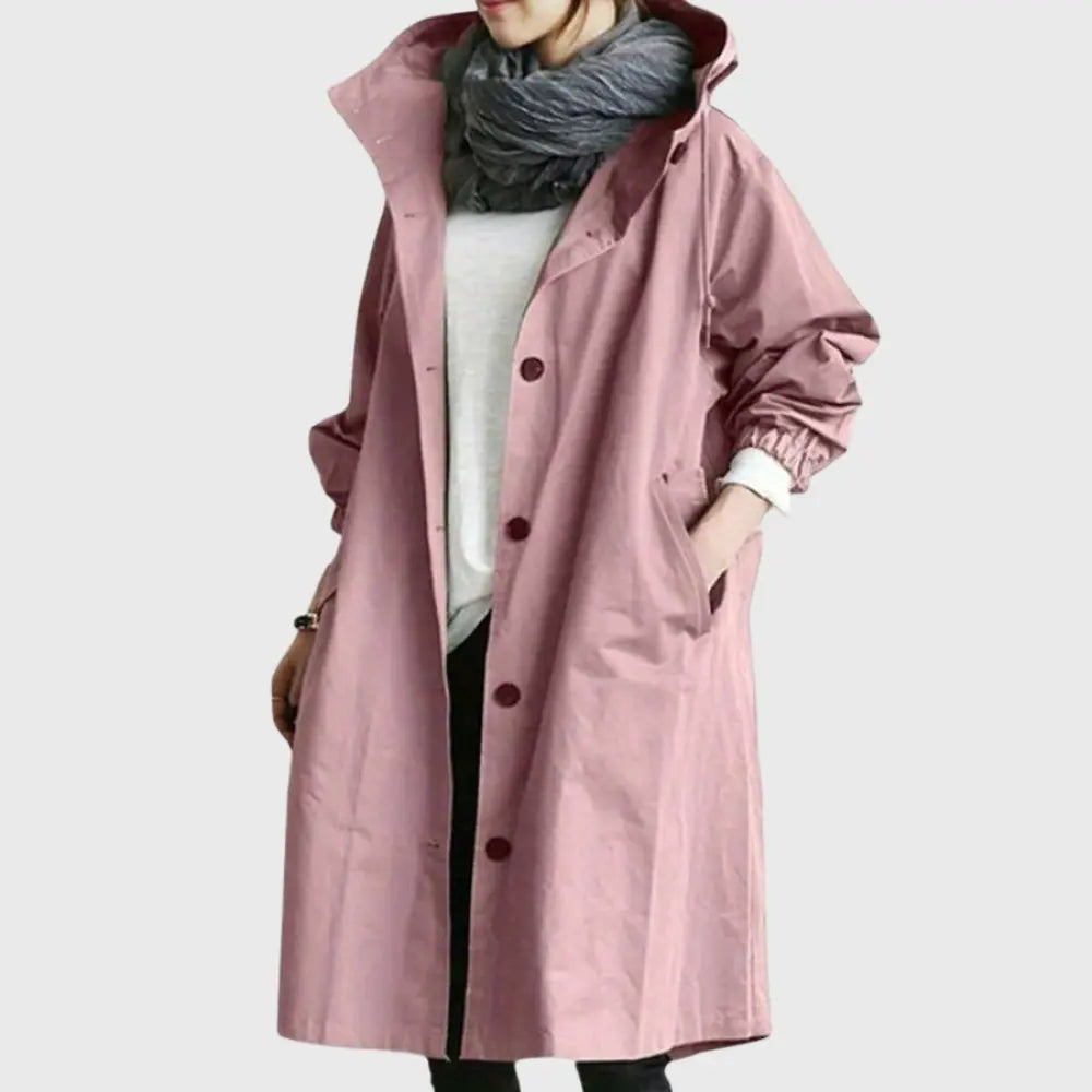 Gabardina impermeable con capucha, impermeable larga para mujer