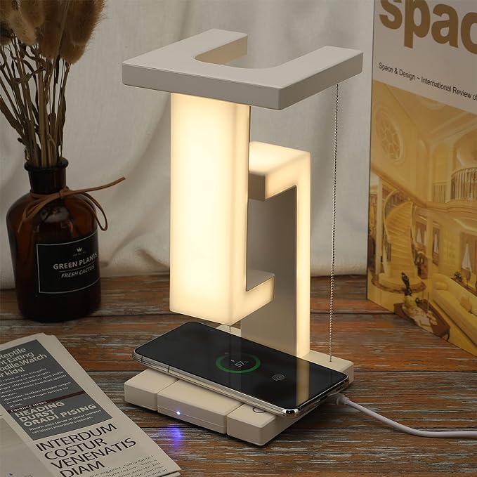 Lámpara de mesa con iluminación de zona flotante y carga inalámbrica