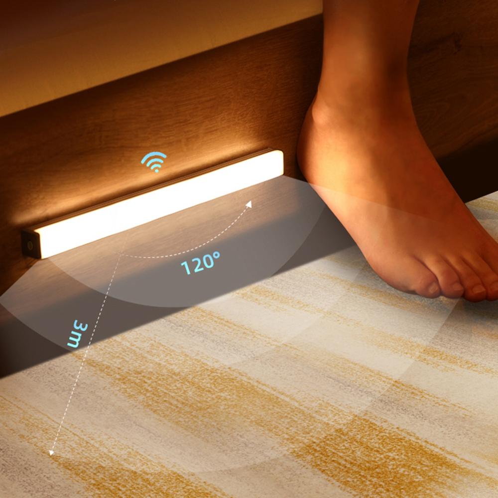 Luz nocturna magnética inalámbrica recargable con sensor de movimiento para debajo de armarios