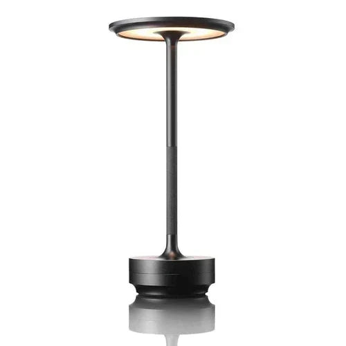 Lámpara de mesa portátil de metal, elegante, inalámbrica, regulable y recargable