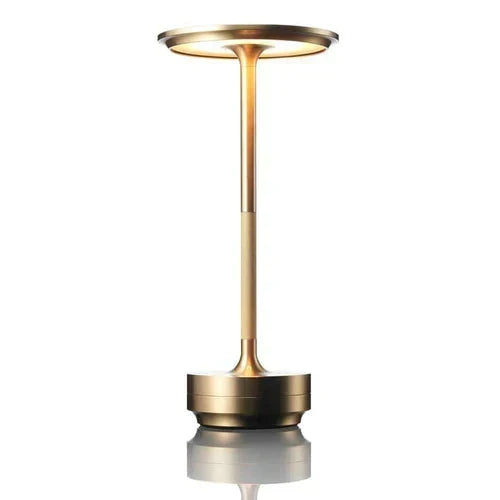 Lámpara de mesa portátil de metal, elegante, inalámbrica, regulable y recargable