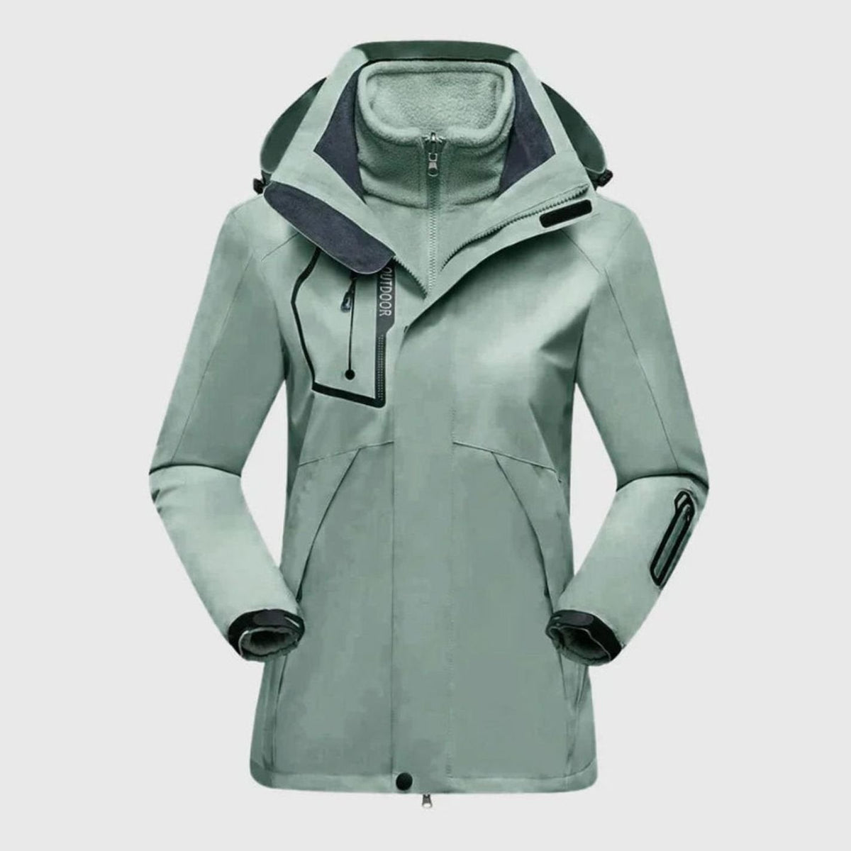 Parka impermeable 3 en 1 para mujer con capucha y forro polar, para exteriores