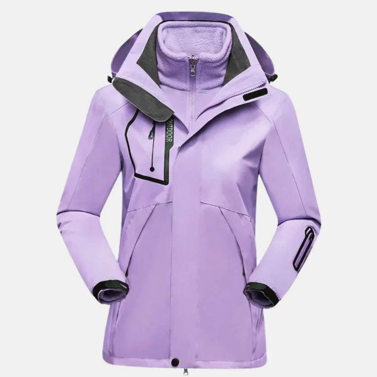 Parka impermeable 3 en 1 para mujer con capucha y forro polar, para exteriores