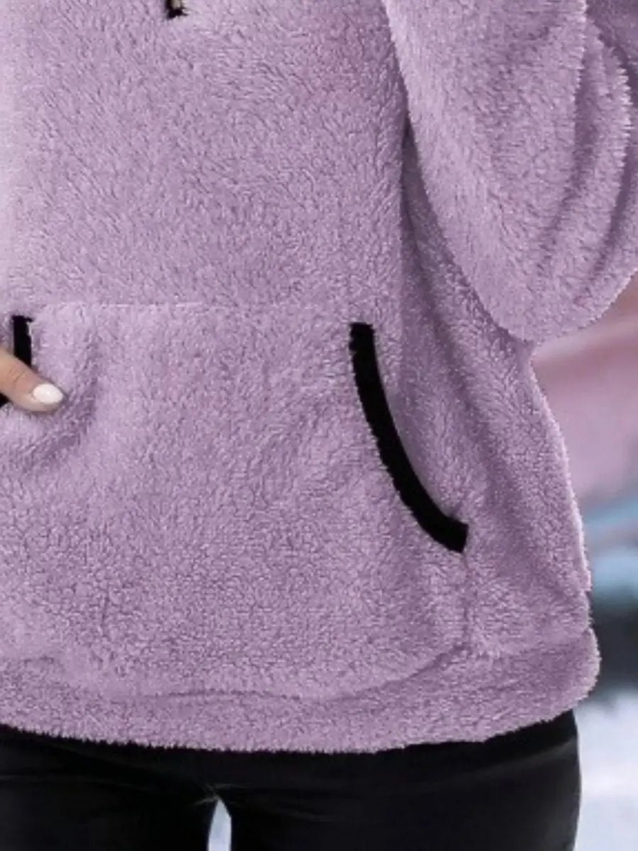 Jersey de punto para mujer, con media cremallera, tejido teddy mullido y estilo polar
