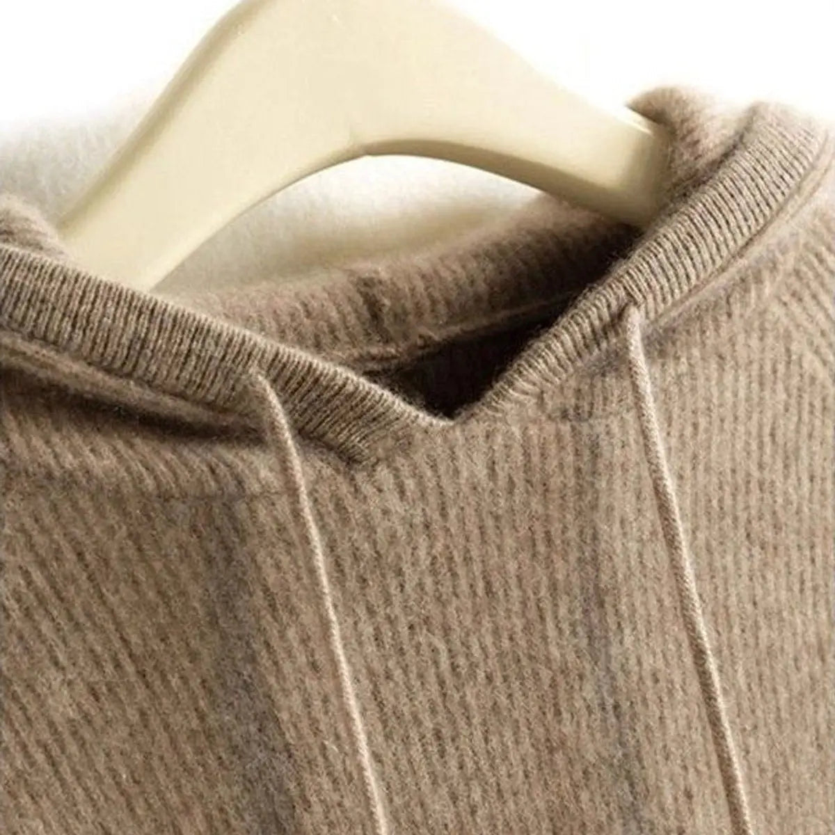 Jersey de punto para mujer de mezcla de cachemira y visón, con capucha ajustable con cordón