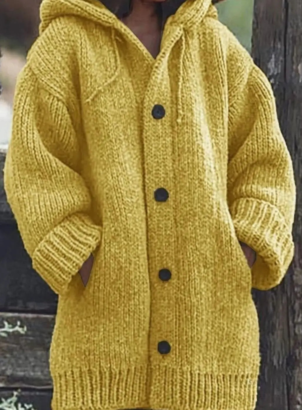 Cárdigan tipo jersey oversize de punto grueso para mujer con capucha