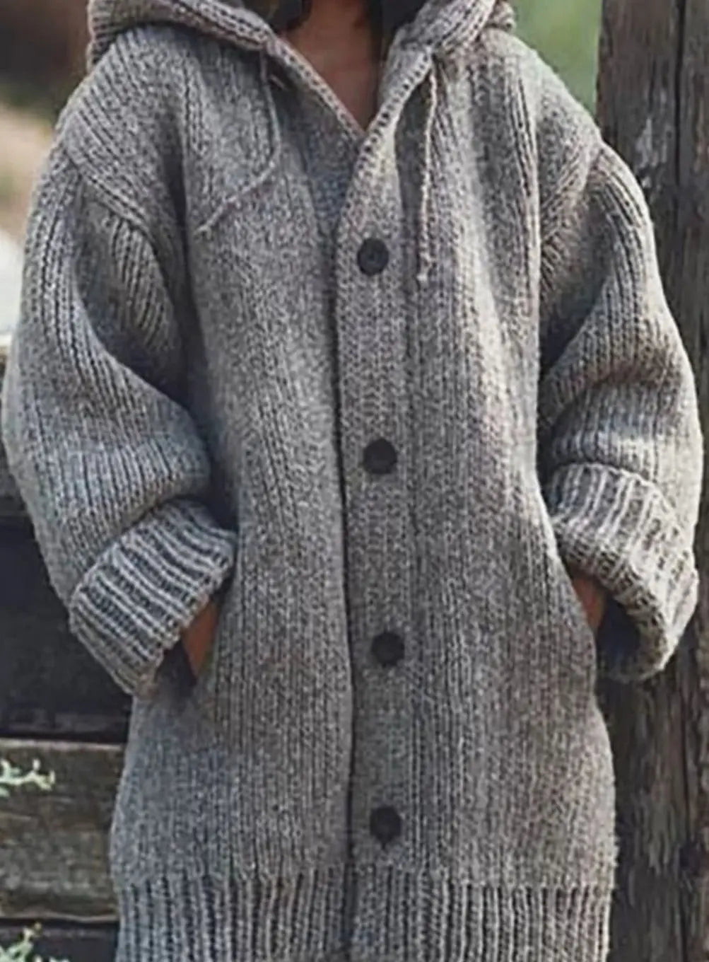 Cárdigan tipo jersey oversize de punto grueso para mujer con capucha