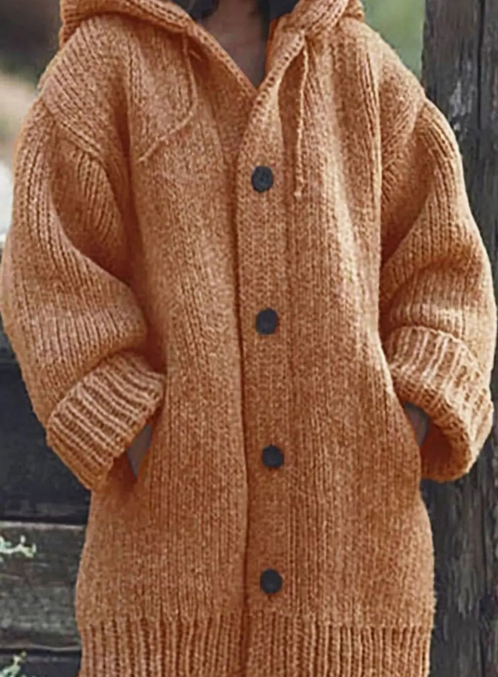 Cárdigan tipo jersey oversize de punto grueso para mujer con capucha