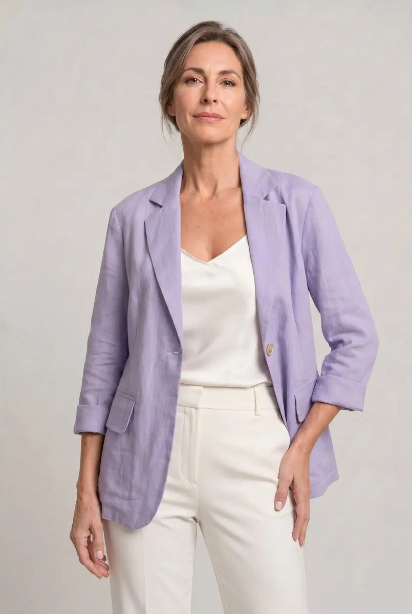 Blazer ligero de un solo botón para mujer, con corte relajado