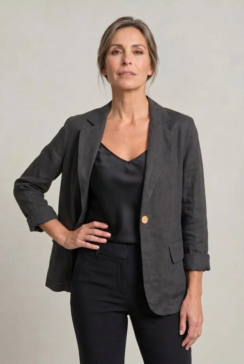 Blazer ligero de un solo botón para mujer, con corte relajado
