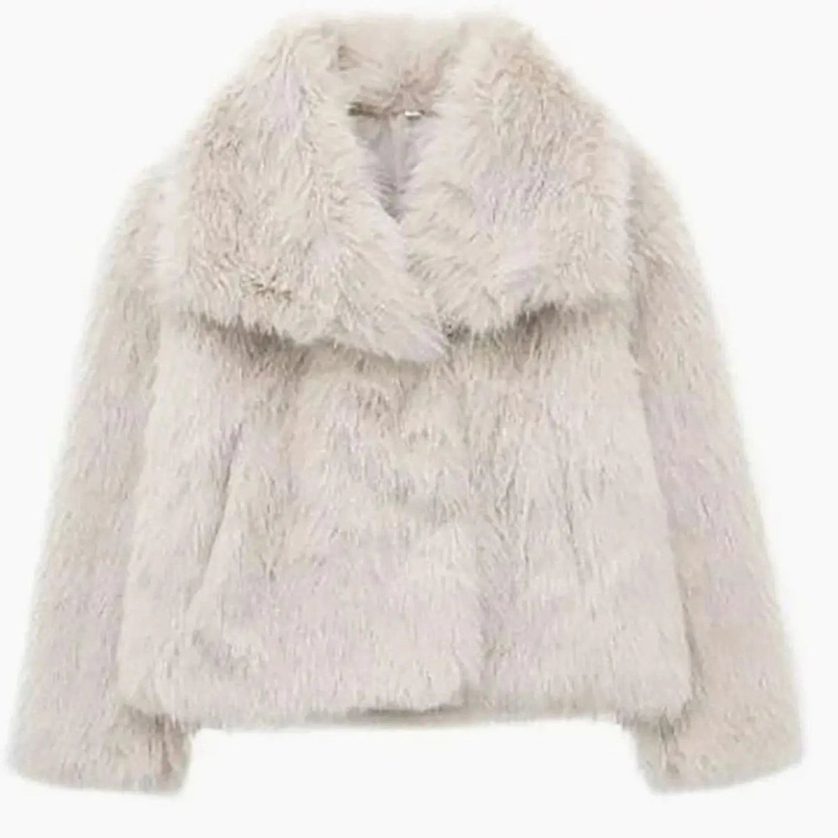 Chaqueta corta de invierno de piel sintética para mujer, abierta por delante