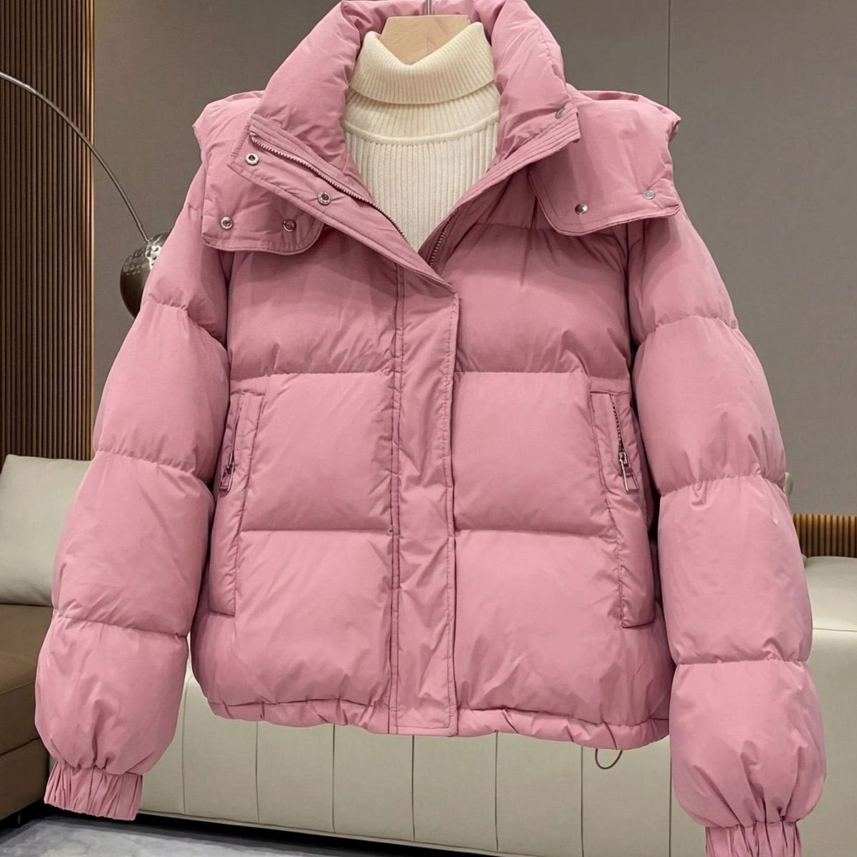 Abrigo corto de invierno acolchado para mujer, de corte extragrande