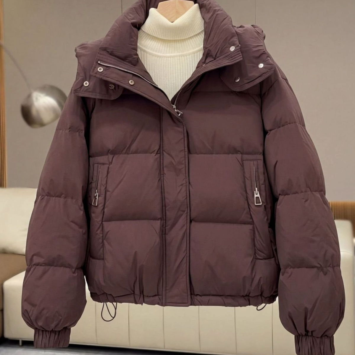 Abrigo corto de invierno acolchado para mujer, de corte extragrande