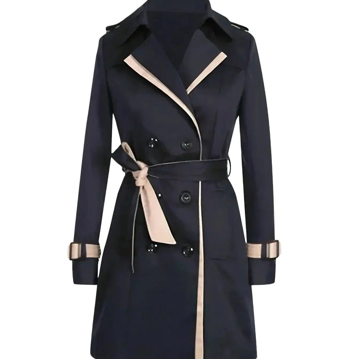 Gabardina de invierno cruzada para mujer con cinturón