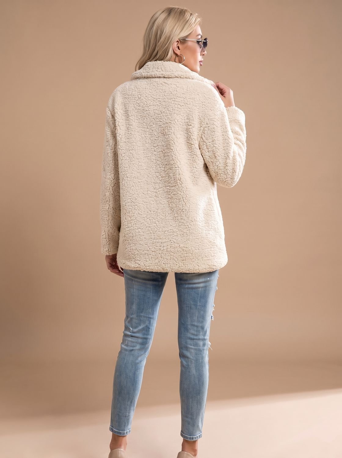 Freya | Abrigo extragrande de pelo sintético para mujer, estilo teddy, cruzado