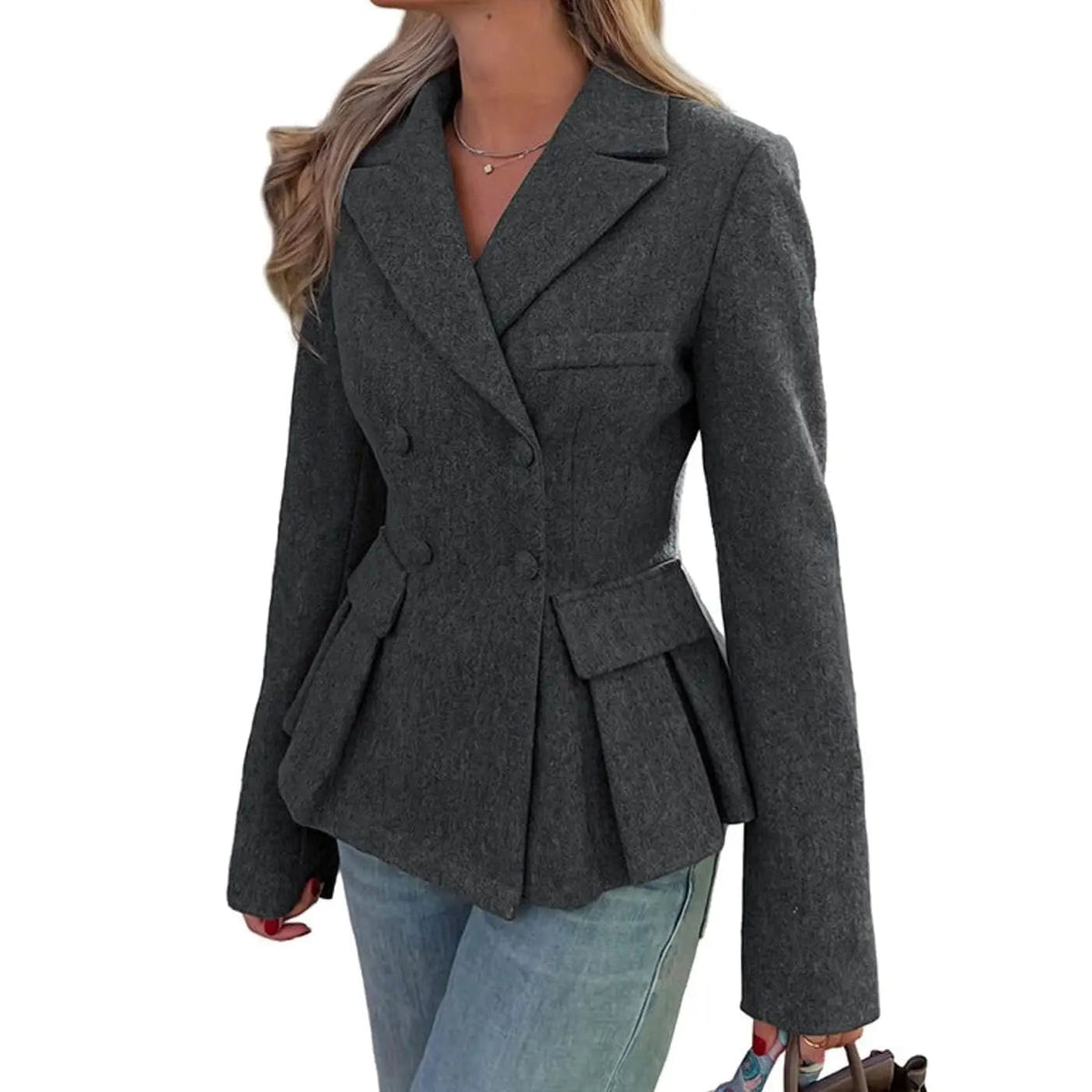Blazer entallado peplum de mujer con doble botonadura