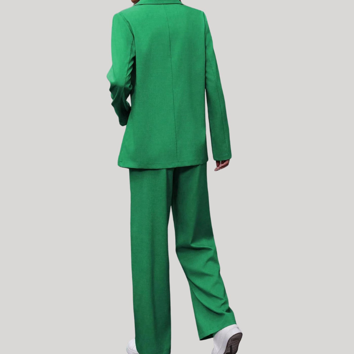 Traje de pantalón de sastrería de mujer con doble botonadura y pierna ancha, burdeos