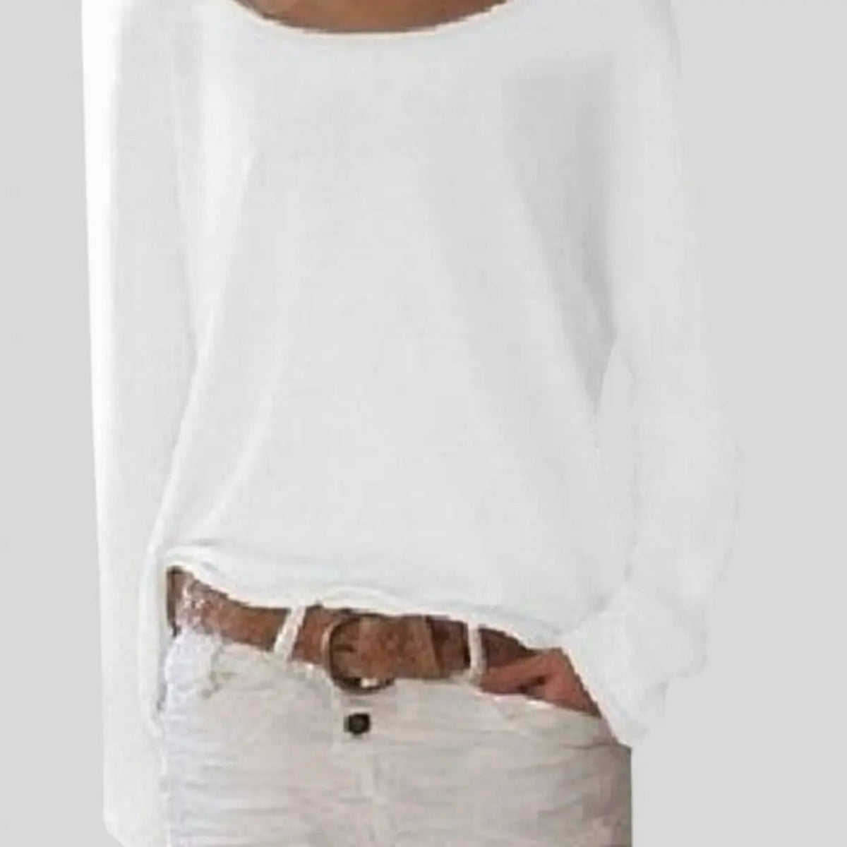 Jersey de punto básico de mujer con cuello redondo y manga larga