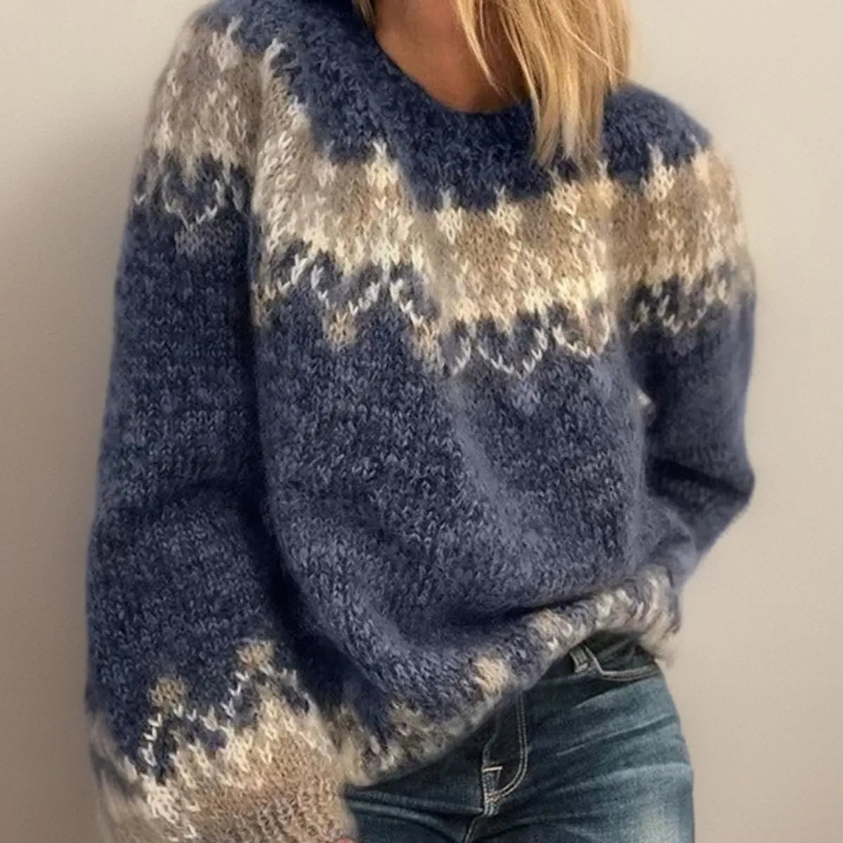Jersey de punto jacquard Fair Isle de mujer, acogedor y de estilo nórdico