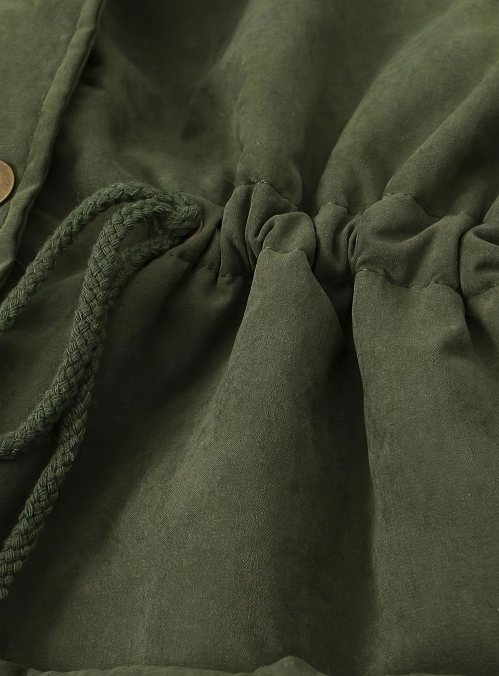Parka de invierno con cuello de piel sintética y cintura ajustable con cordón para mujer