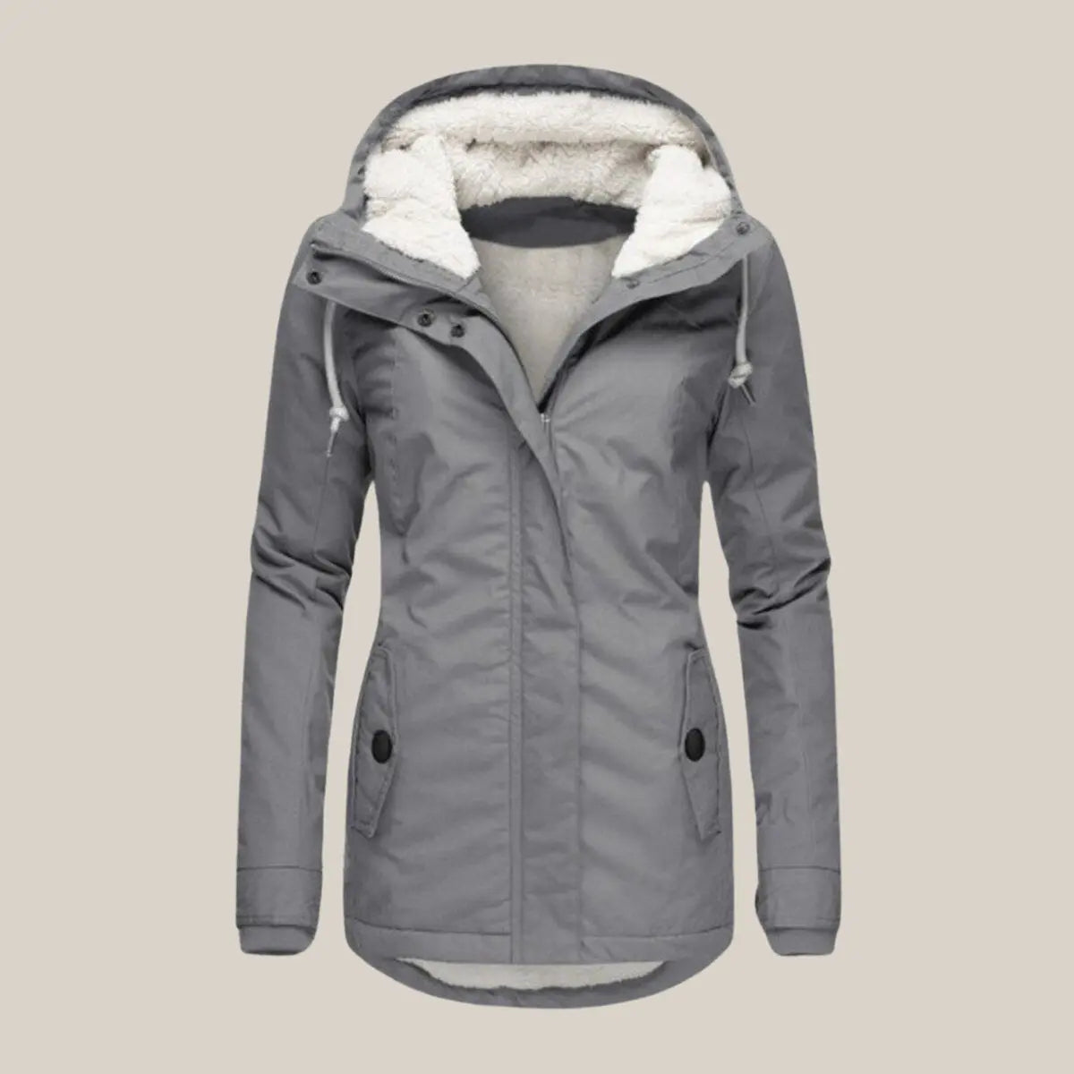 Chaqueta acolchada de invierno con capucha y forro polar sherpa para mujer