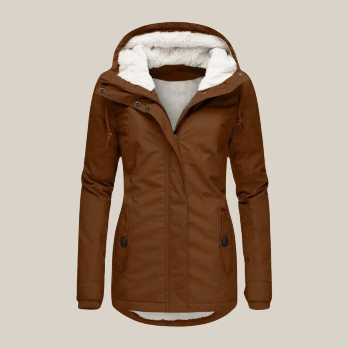 Chaqueta acolchada de invierno con capucha y forro polar sherpa para mujer
