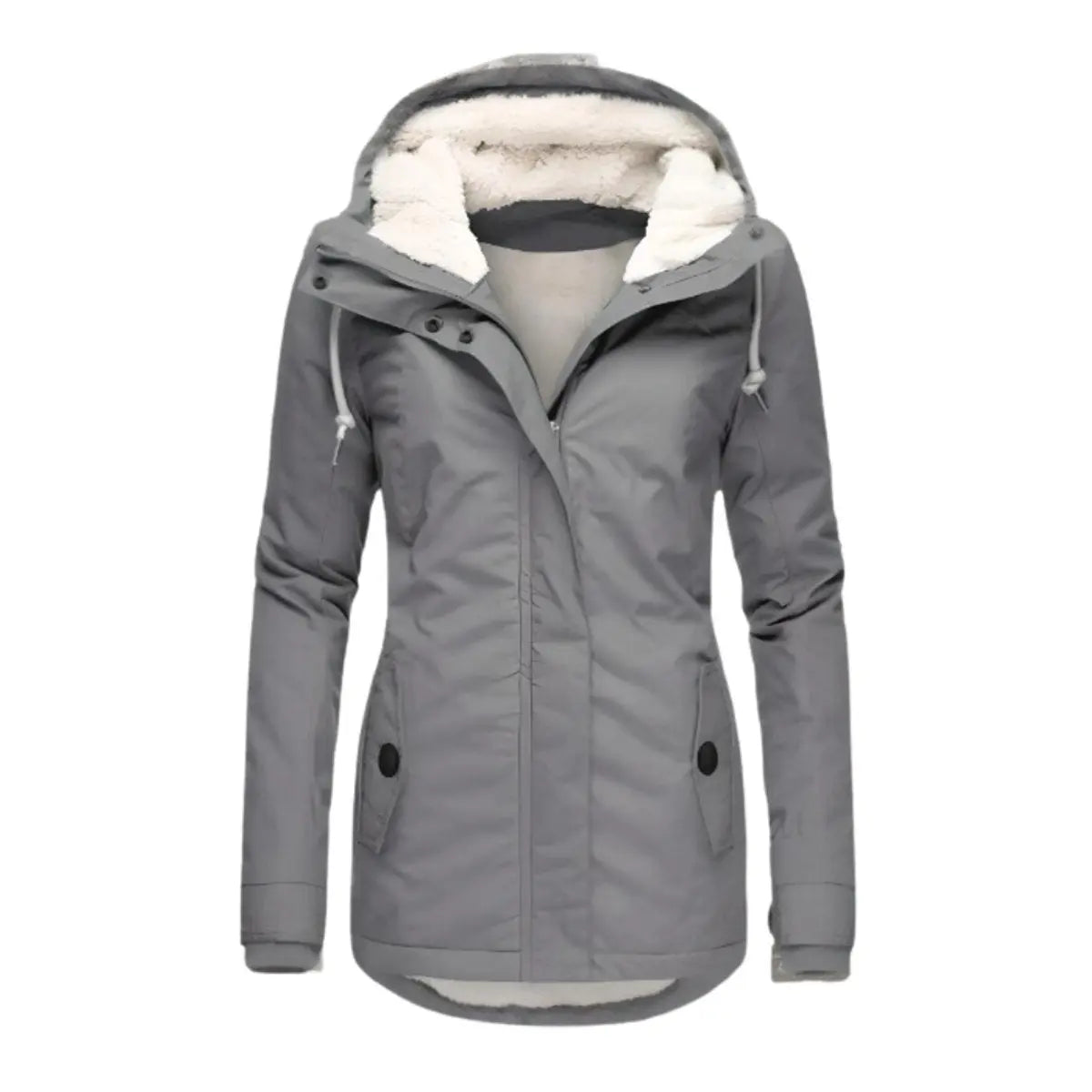 Abrigo de invierno impermeable con capucha y forro polar para mujer