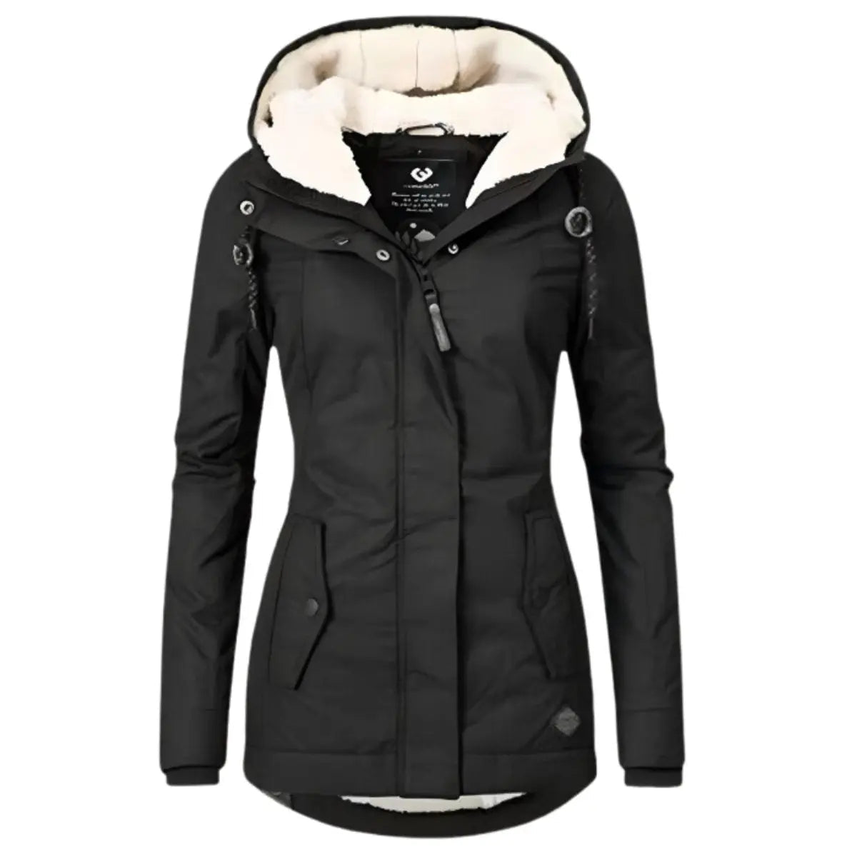 Abrigo de invierno impermeable con capucha y forro polar para mujer