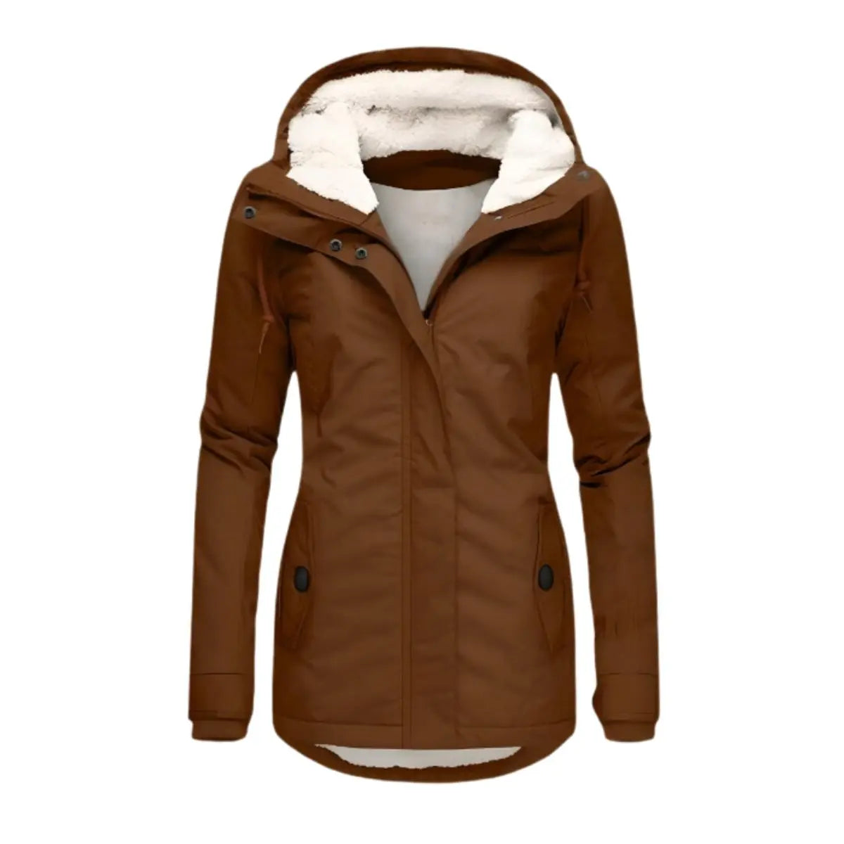 Abrigo de invierno impermeable con capucha y forro polar para mujer