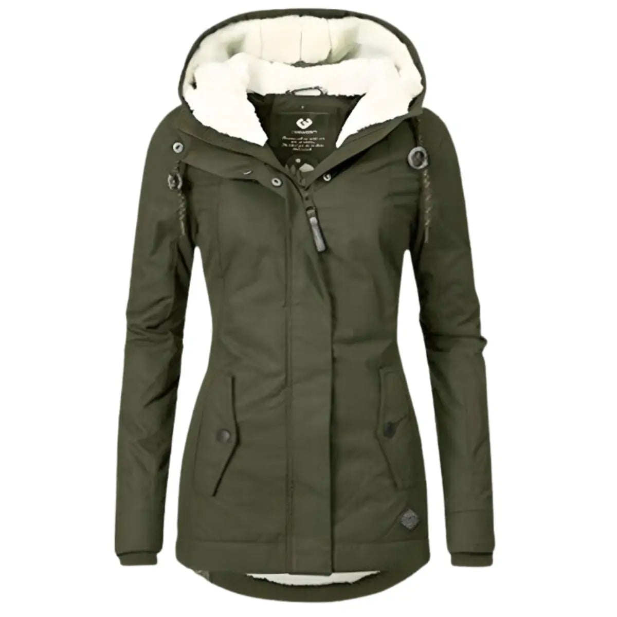 Abrigo de invierno impermeable con capucha y forro polar para mujer