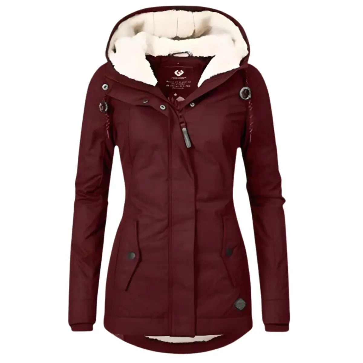 Abrigo de invierno impermeable con capucha y forro polar para mujer
