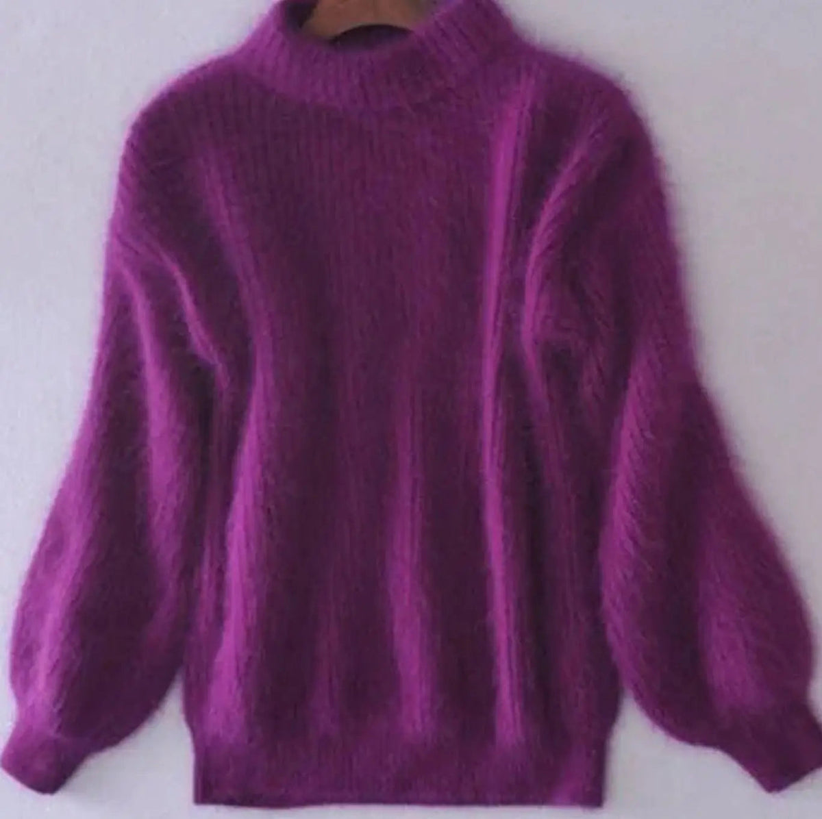 Jersey de punto holgado y mullido de cuello alto para mujer