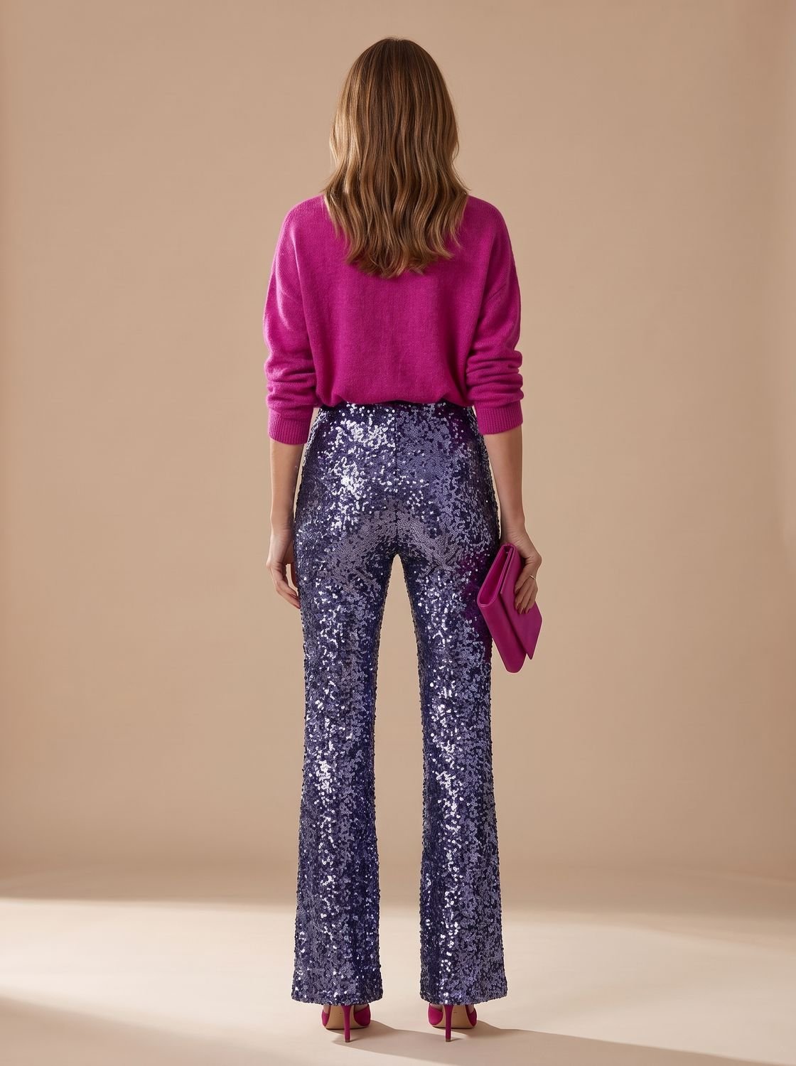 Freya | Pantalón acampanado de lentejuelas para mujer, de cintura alta, para fiestas y ocasiones especiales