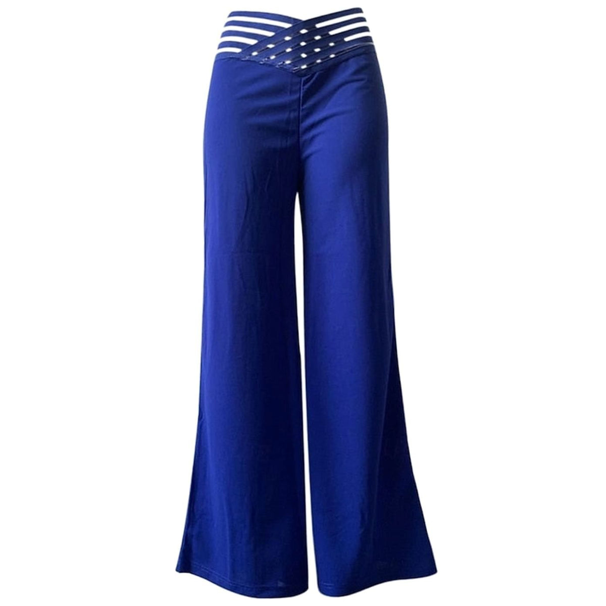 Pantalones de pierna ancha para mujer, de cintura alta y con cinturilla cruzada