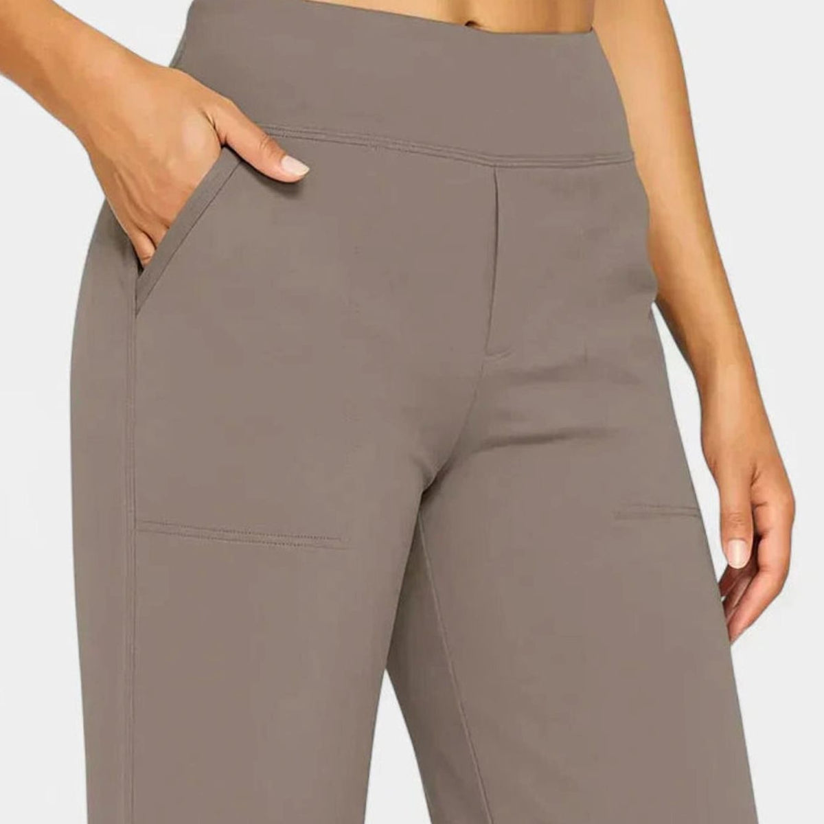 Pantalones rectos de pierna ancha para mujer, de cintura alta y con bolsillos