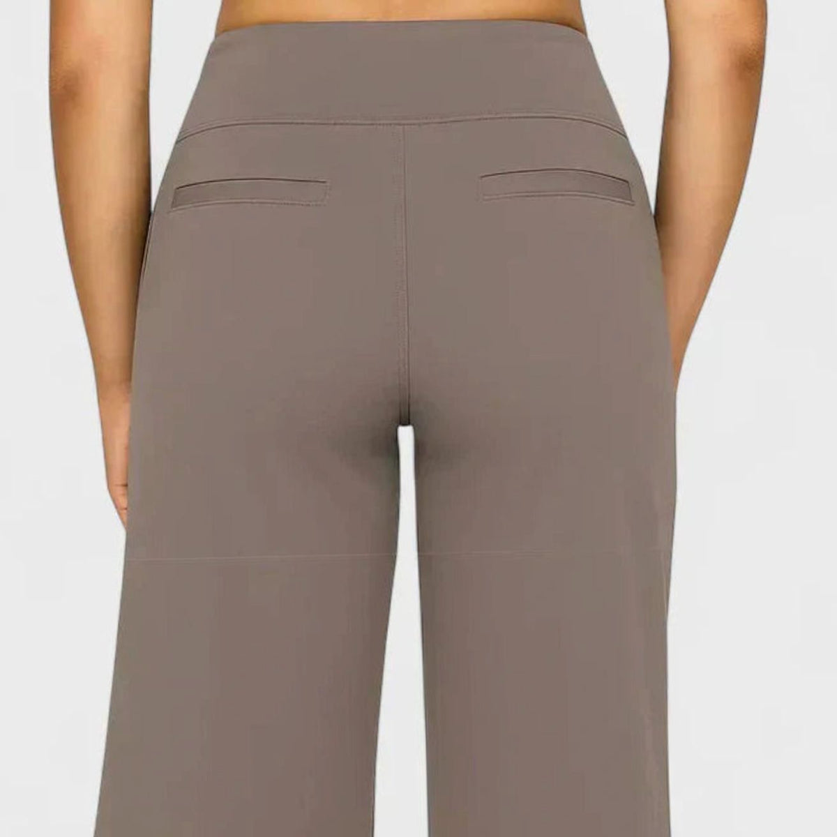 Pantalones rectos de pierna ancha para mujer, de cintura alta y con bolsillos