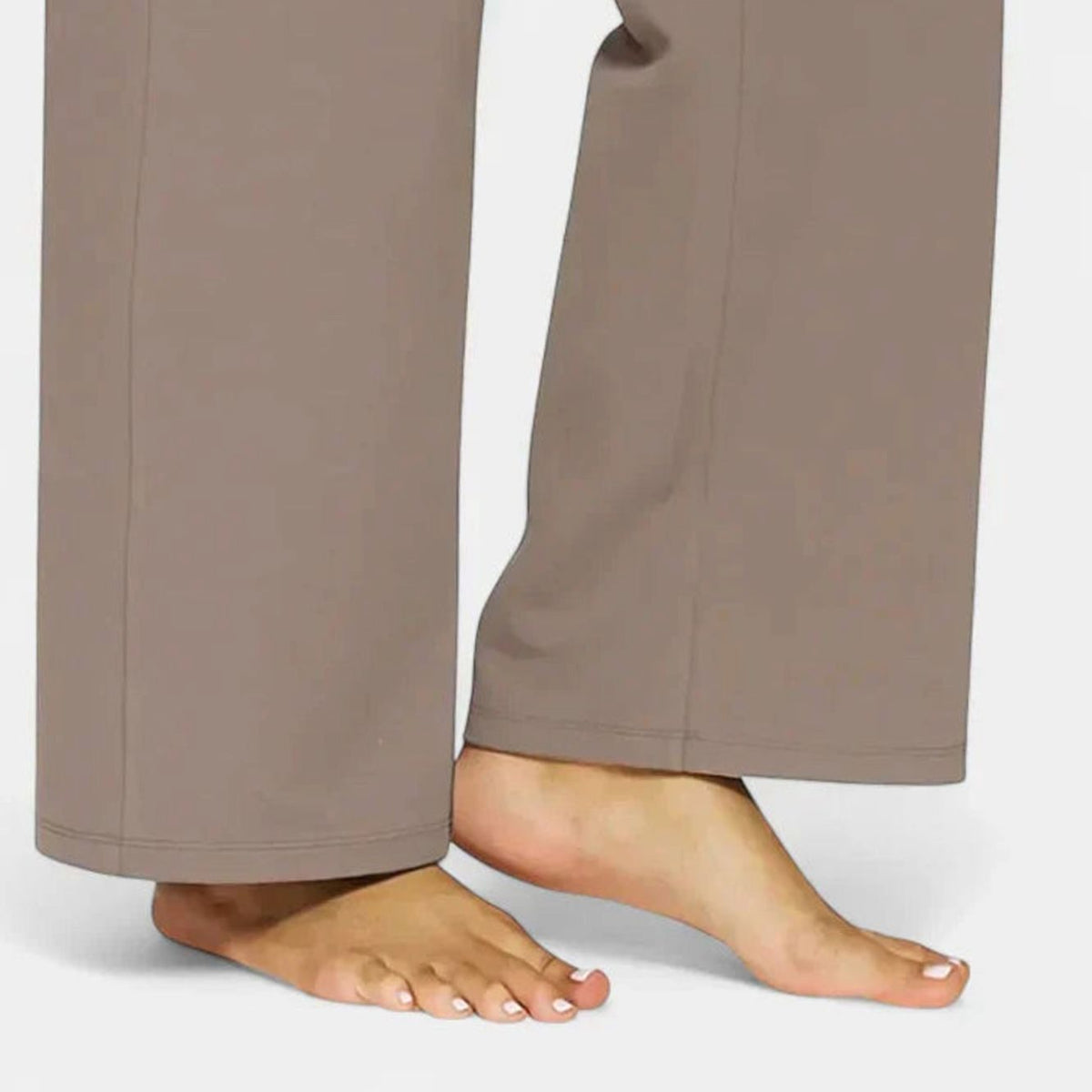 Pantalones rectos de pierna ancha para mujer, de cintura alta y con bolsillos