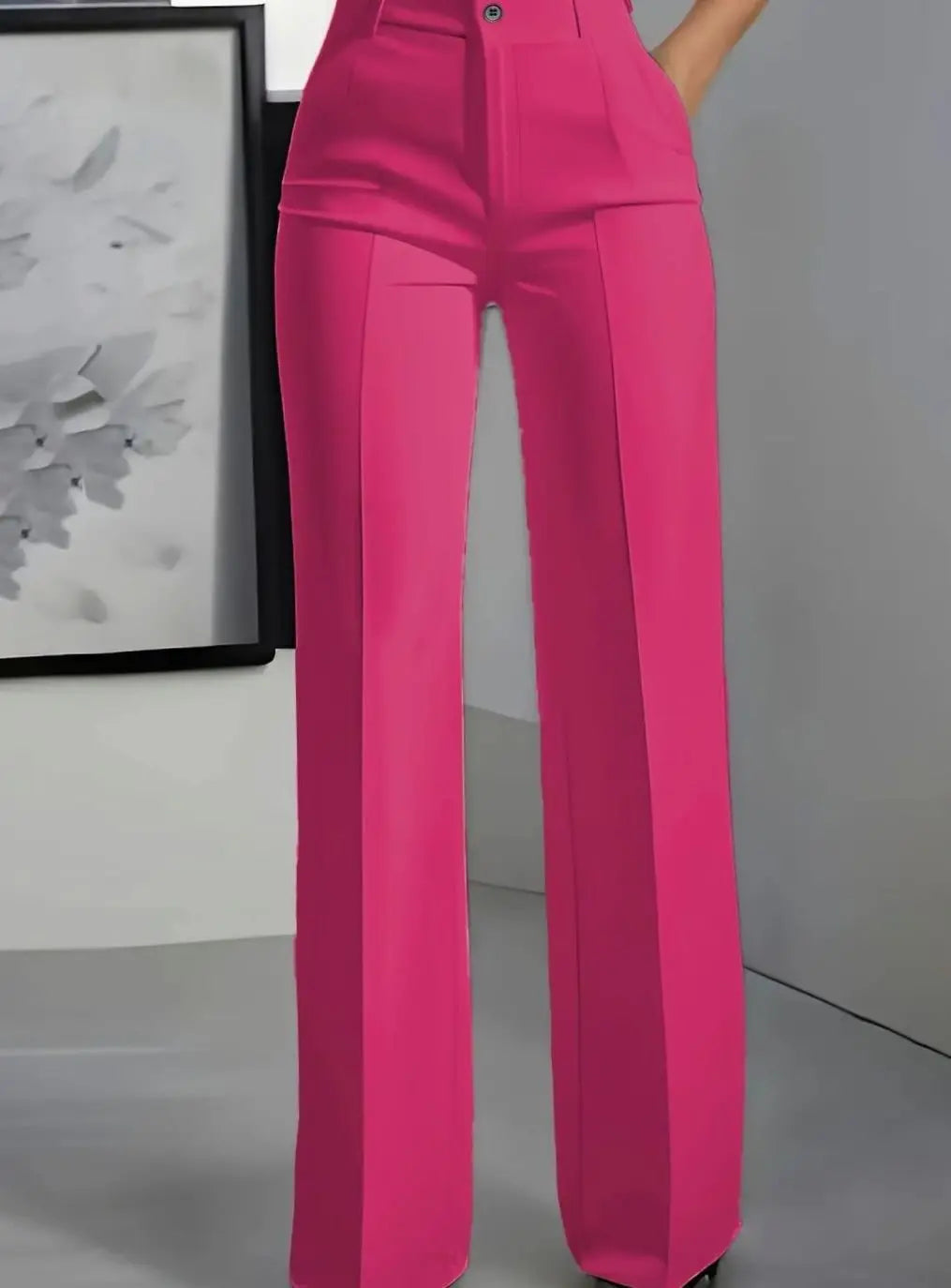 Pantalones de traje de vestir para mujer, de cintura alta y pierna ancha