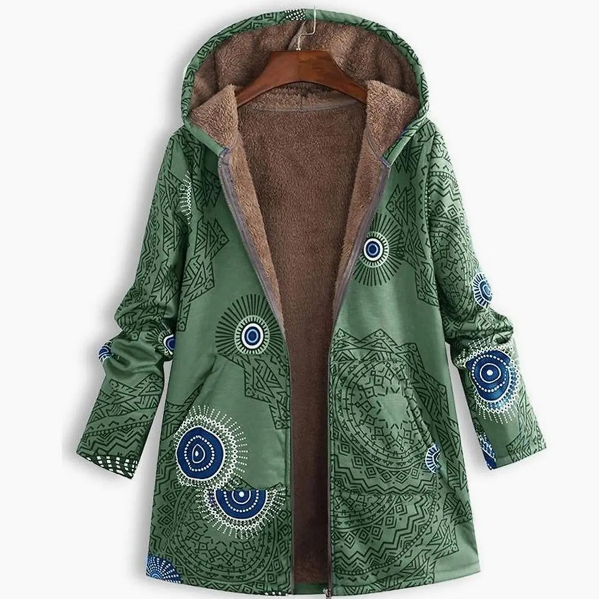 Abrigo floral de invierno para mujer, con capucha y forro de forro polar