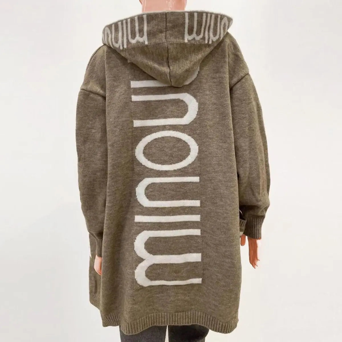 Chaqueta cárdigan de punto acolchada para mujer, con capucha y parte delantera abierta