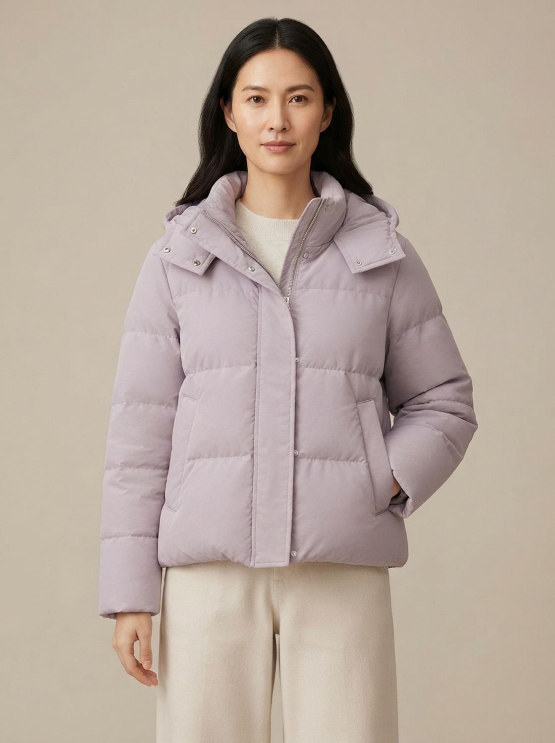 Chaqueta acolchada tipo plumífero para mujer, con capucha, corte holgado y largo hasta la cintura