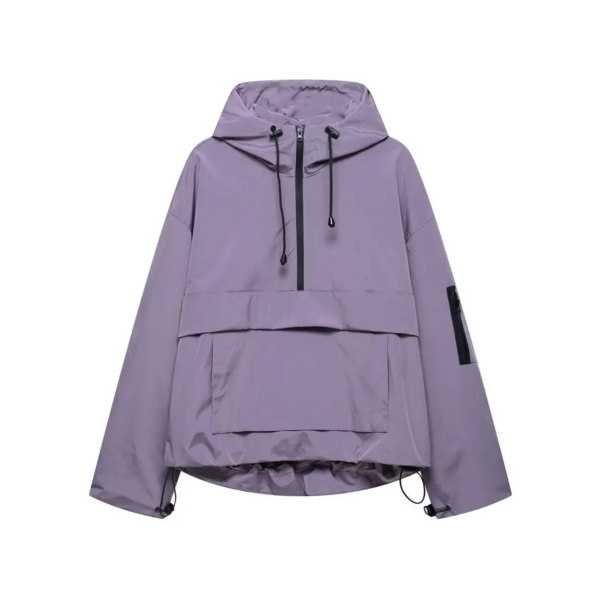 Chaqueta anorak acolchada cortavientos para mujer, con capucha y diseño tipo pulóver