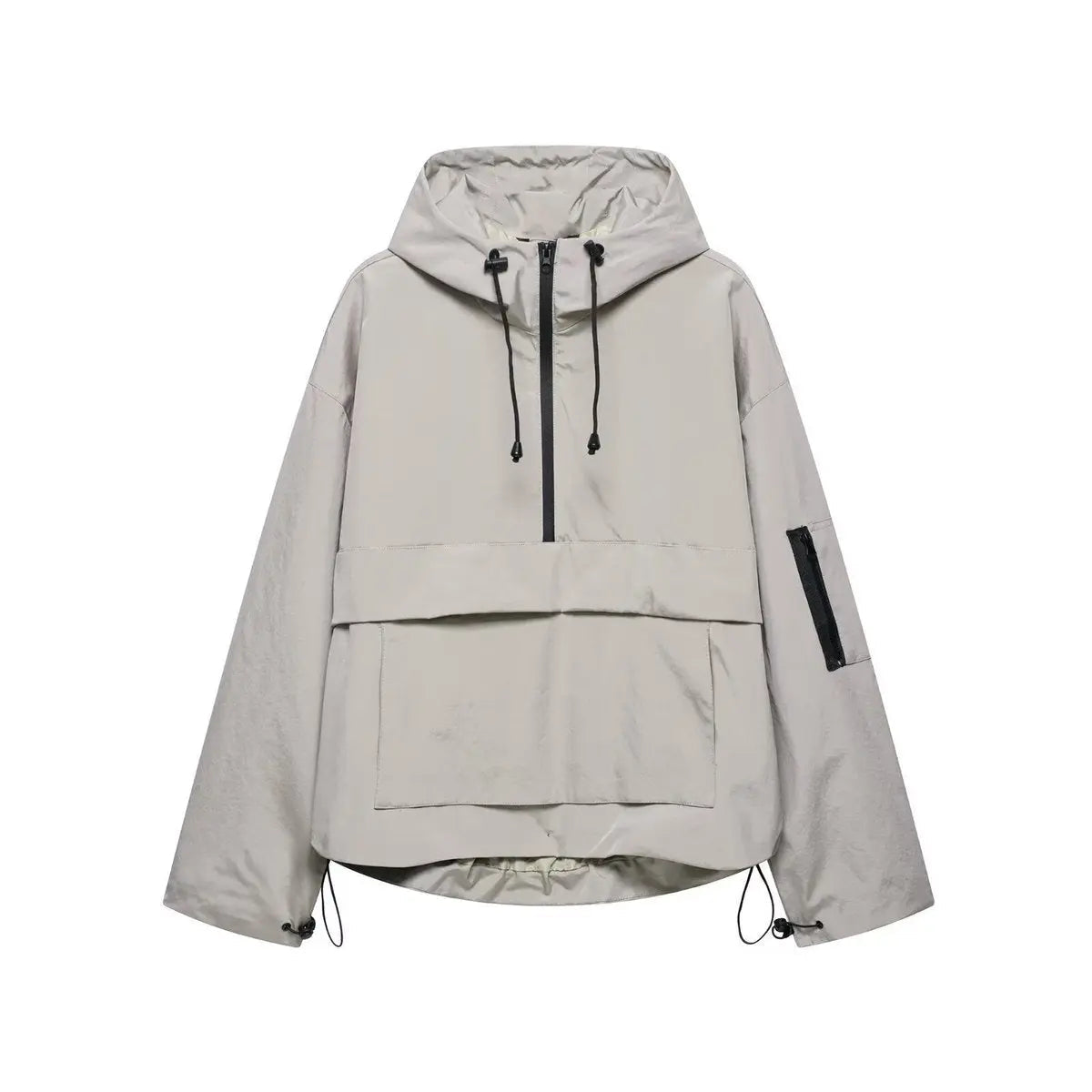 Chaqueta anorak acolchada cortavientos para mujer, con capucha y diseño tipo pulóver