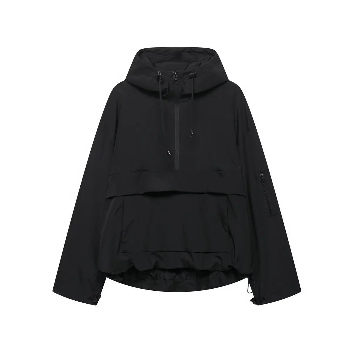Chaqueta anorak acolchada cortavientos para mujer, con capucha y diseño tipo pulóver