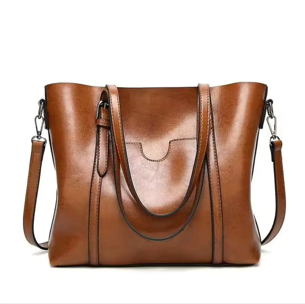 Bolso grande de hombro de piel sintética, convertible en bandolera, para mujer