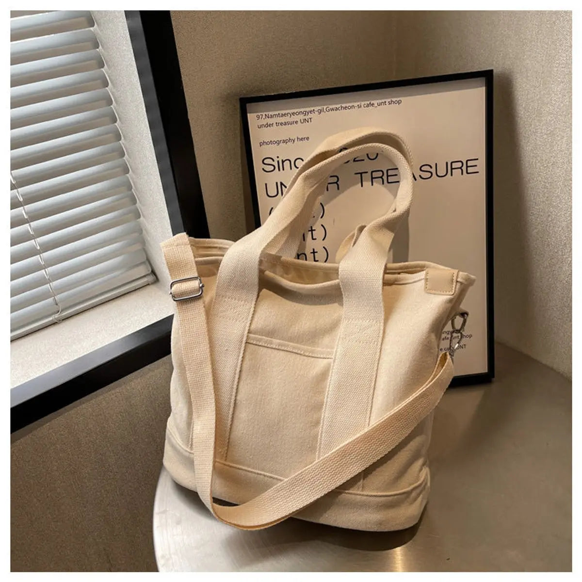 Bolso tote de lona multifunción con correa ajustable para mujer