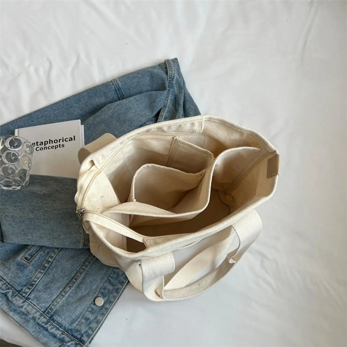 Bolso tote de lona multifunción con correa ajustable para mujer