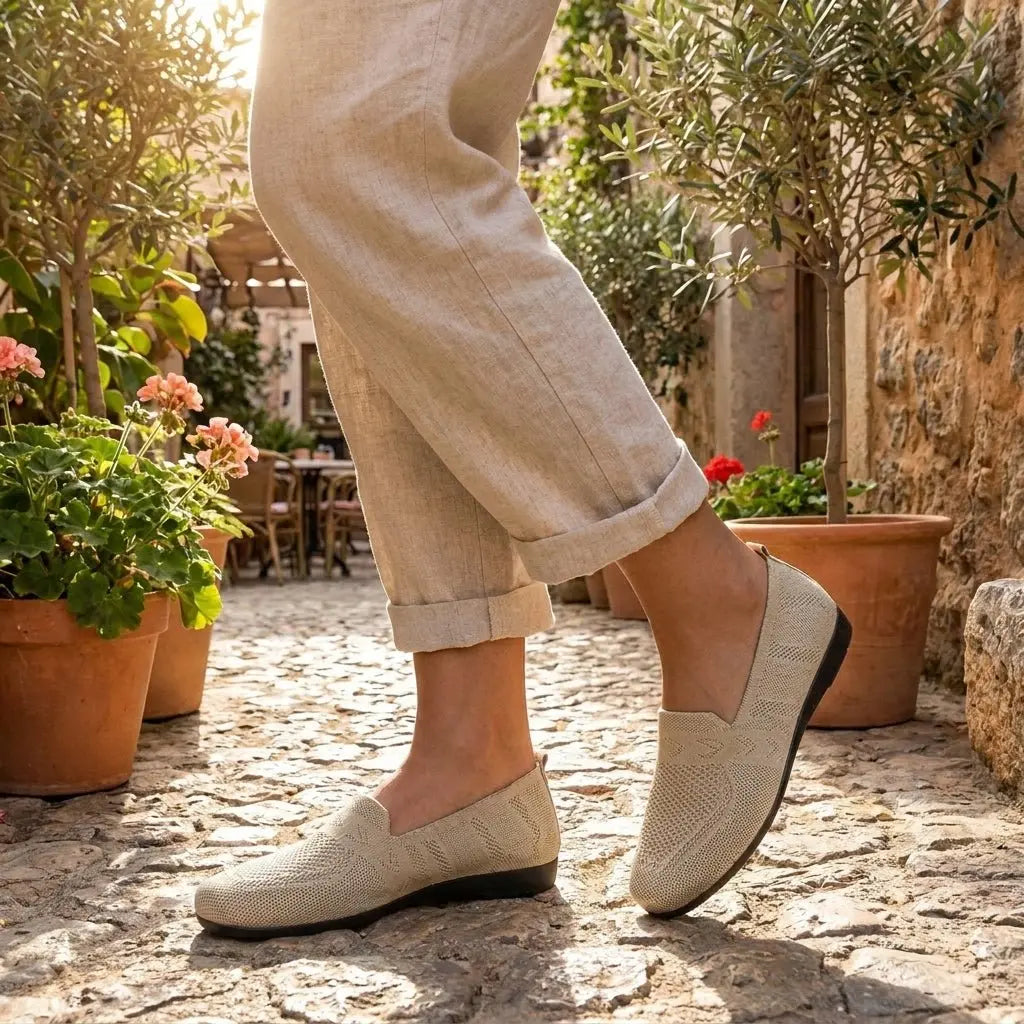 Zapatos planos ortopédicos sin cordones para mujer con punta redonda