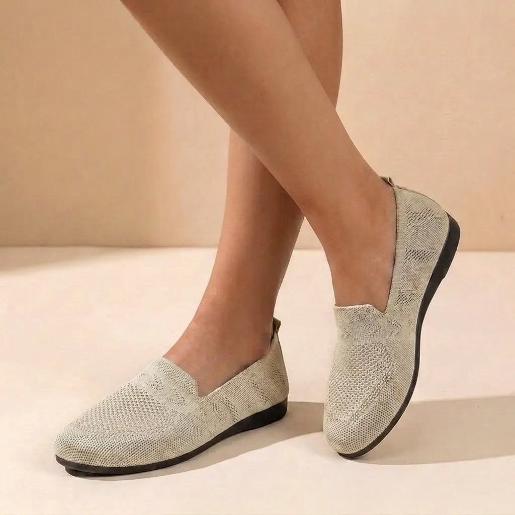 Zapatos planos ortopédicos sin cordones para mujer con punta redonda